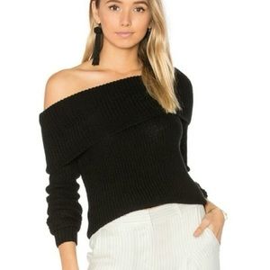 LF Seek the Label Black Off Shoulder Knit Sweater